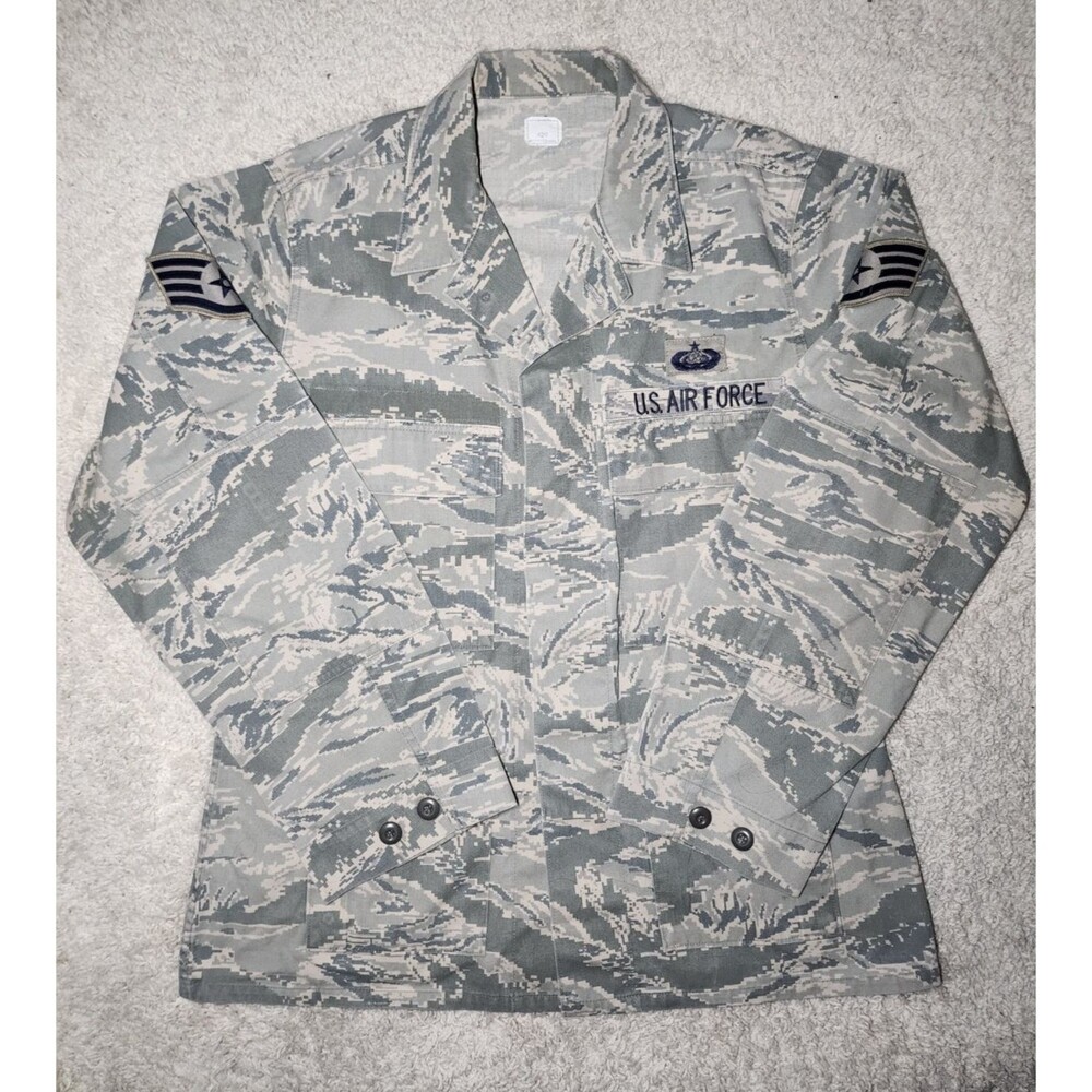 US Air Force Mens Utility Cargo Coat Camo Size 42 R Tiger Stripe Jacket